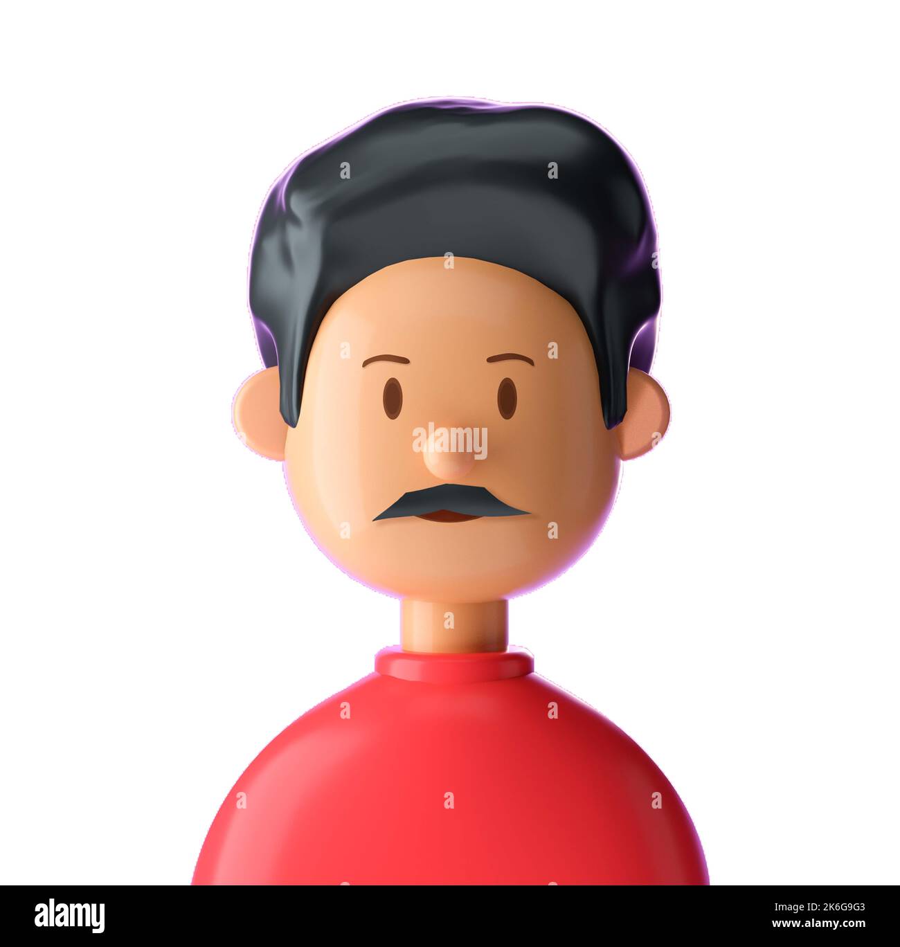 Homme avec moustache adorable personnage emblématique sur fond blanc isolé. 3D rendu Banque D'Images Homme avec moustache adorable personnage emblématique sur fond blanc isolé. 3D rendu Banque D'Images