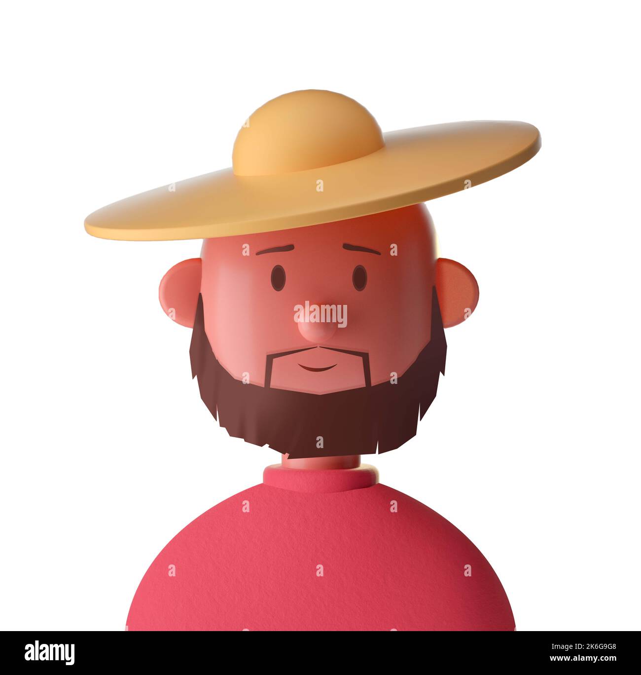 Fermier barbu homme mignon personnage emblématique isolé fond blanc. 3D rendu Banque D'Images Fermier barbu homme mignon personnage emblématique isolé fond blanc. 3D rendu Banque D'Images