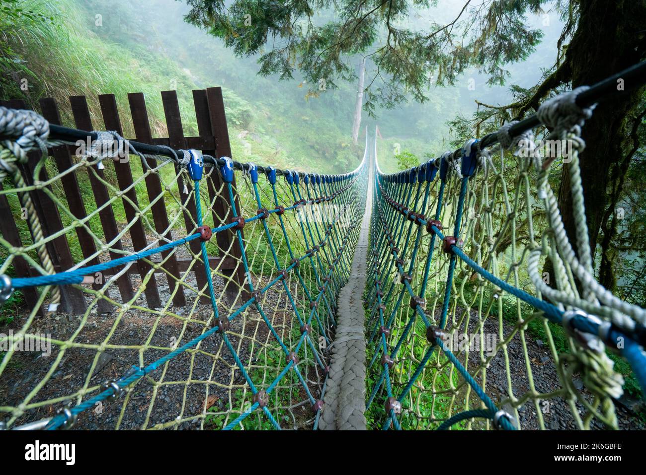 Magnifique sentier historique de Jianqing (Jiancing), chemin de fer forestier de l'aire de loisirs de la forêt nationale de Taipingshan de Taiwan. Banque D'Images