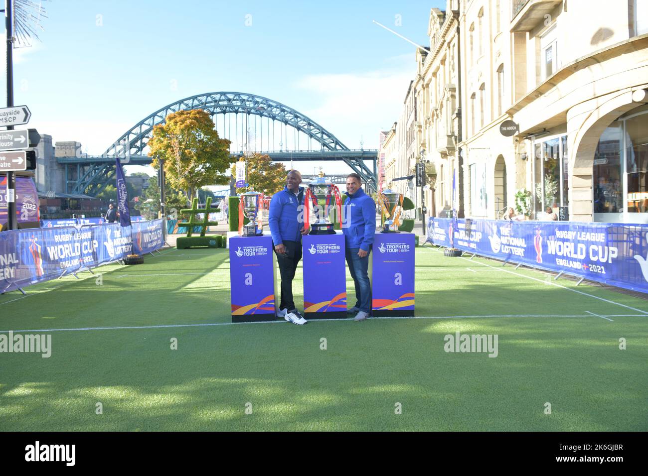 Newcastle's Quayside, Royaume-Uni, 14/10/2022 Rugby League World Cups 2021 en exposition, Fan Village sur Newcastle's Quayside, Royaume-Uni Banque D'Images