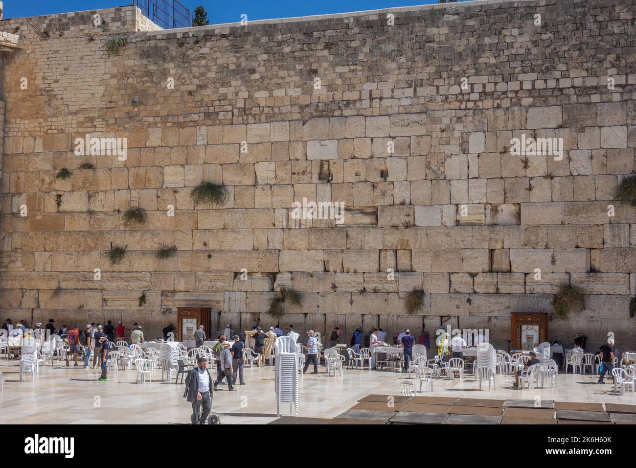 Israël, Jérusalem, mur occidental, Juifs à la prière Banque D'Images
