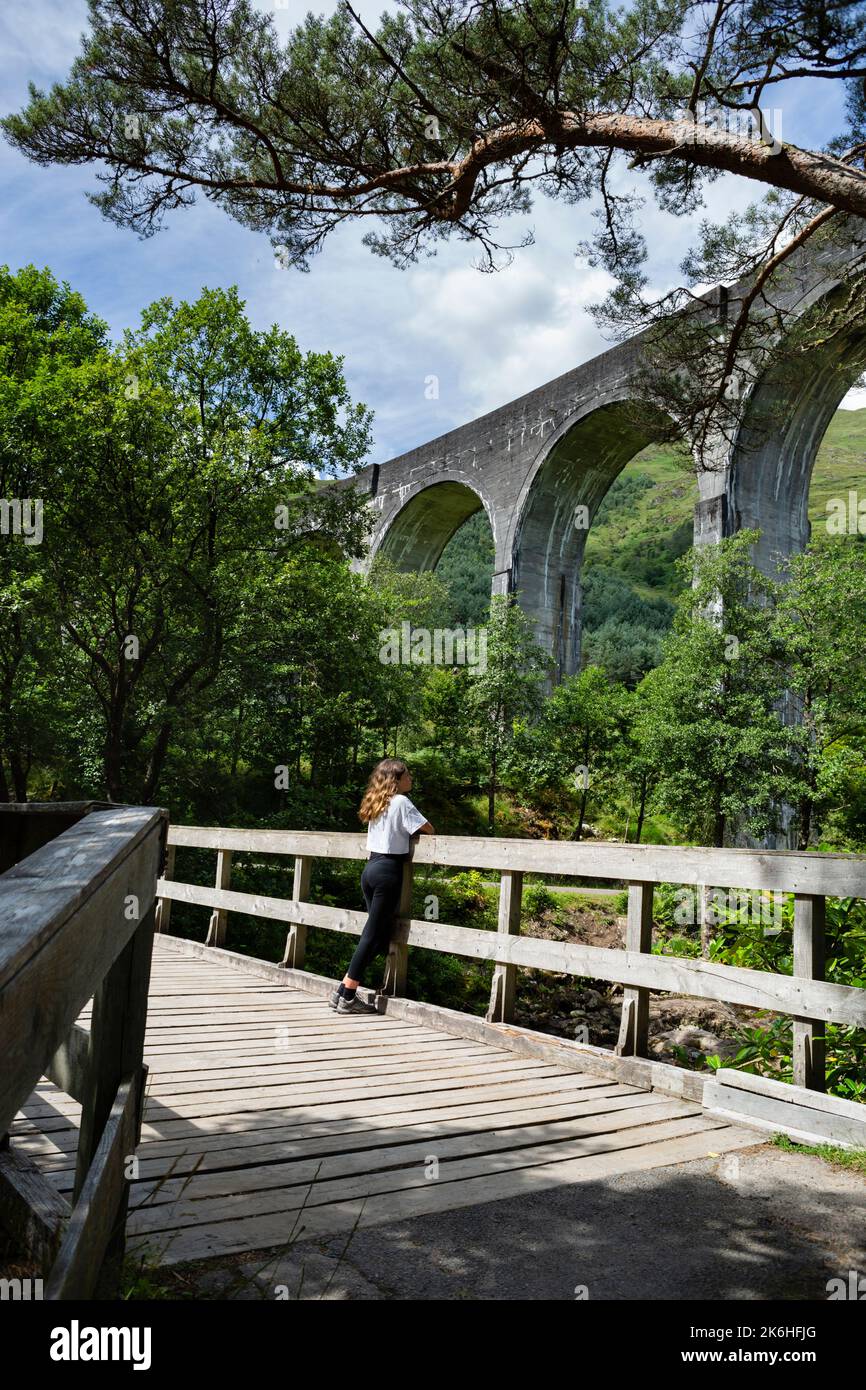 Le Glenfinnan Viaduct est un chemin de fer sur la West Highland Line situé au sommet du Loch Shield dans les West Scottish Highlands Banque D'Images