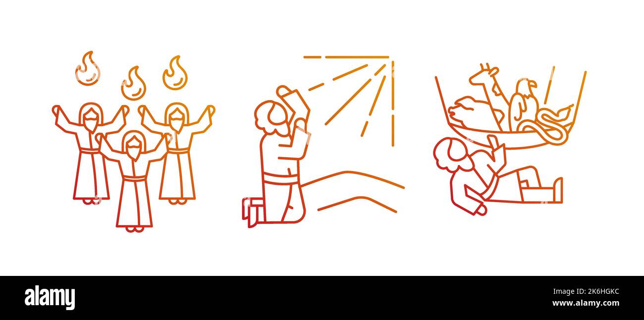 Les histoires bibliques dégradés linéaires vecteur icônes ensemble Illustration de Vecteur