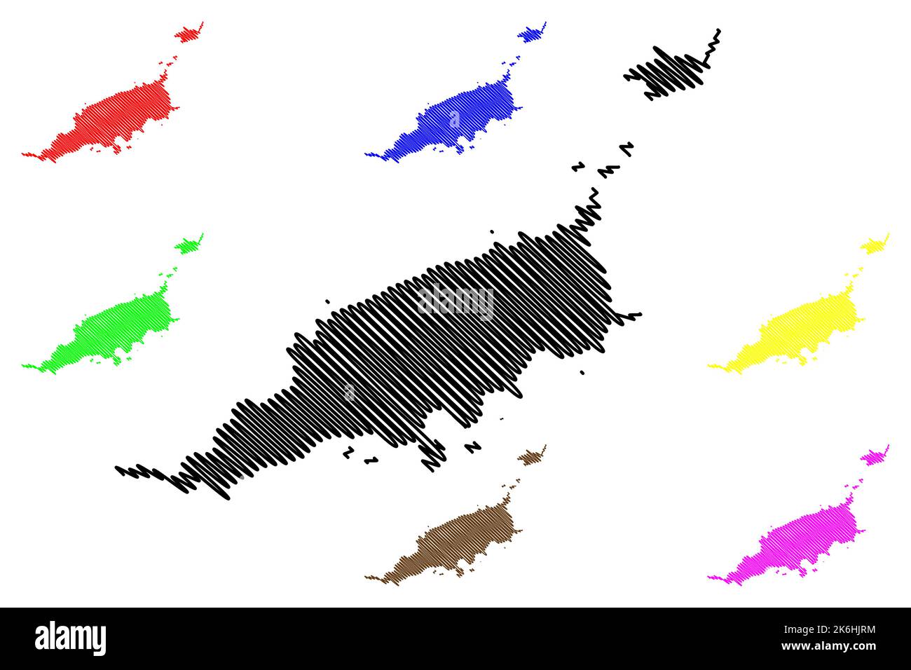 Île de Fernando de Noronha (République fédérative du Brésil, Amérique du Sud et Amérique latine) carte illustration vectorielle, schéma de gribouillage carte Ilha rata Illustration de Vecteur