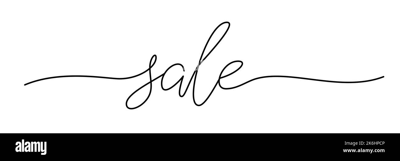 Banderole de vente calligraphique dessinée à la main avec une ligne continue mince. Illustration vectorielle isolée sur fond blanc Illustration de Vecteur