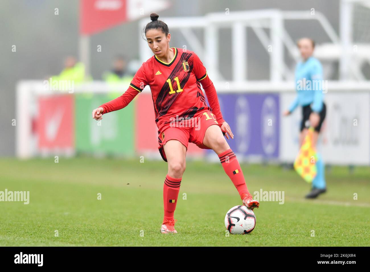 Burton Upon Trent, Royaume-Uni. 12th avril 2022. Lors du championnat UEFA U19, qualification des femmes, match de football entre la Belgique et l'Angleterre, sur place St Georgess Park à Burton Upon Trent, en Angleterre. (Will Palmer /SPP) crédit: SPP Sport presse photo. /Alamy Live News Banque D'Images