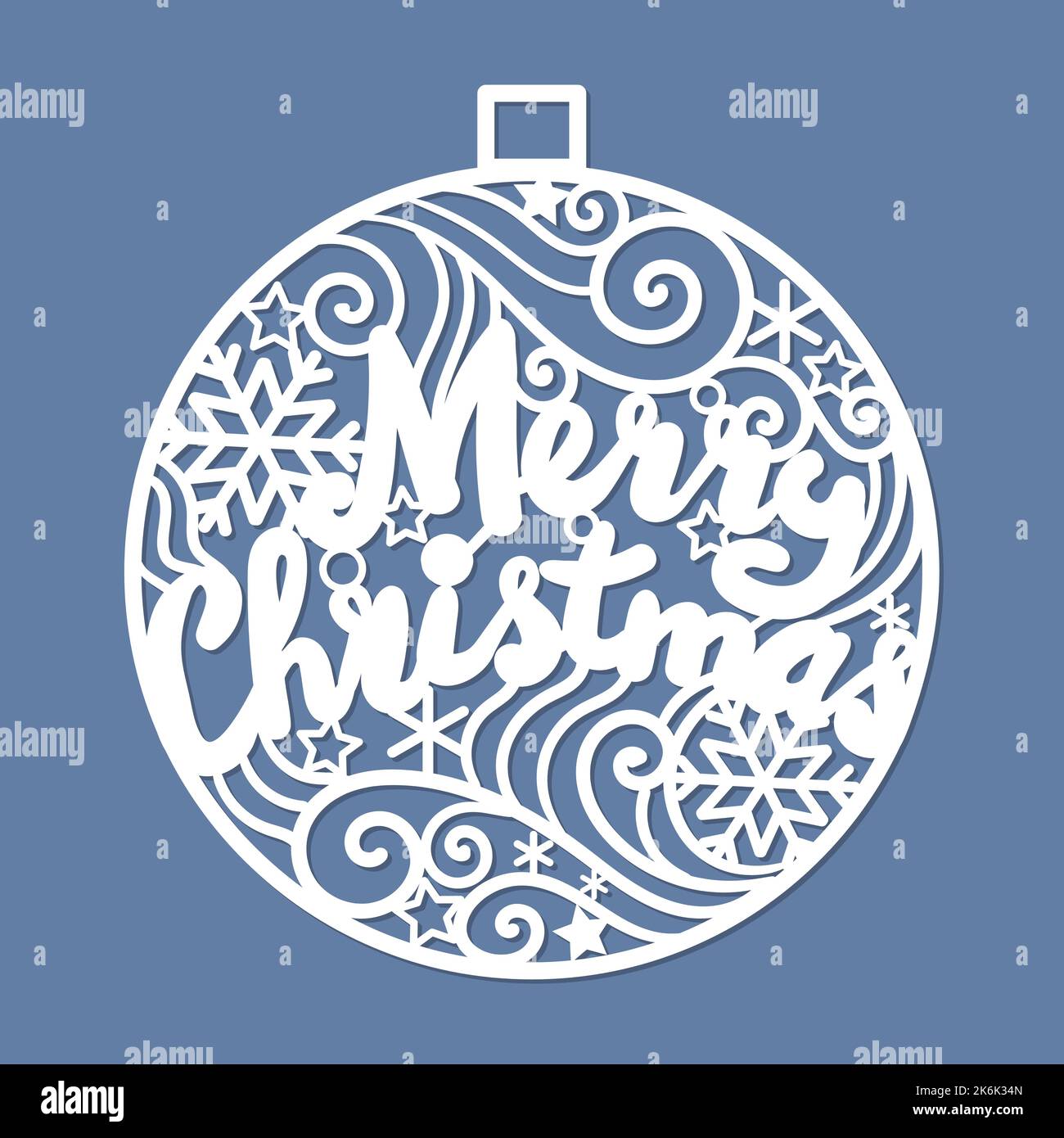 Slogan Joyeux Noël. Gabarit pour découpe au laser. Vecteur Image