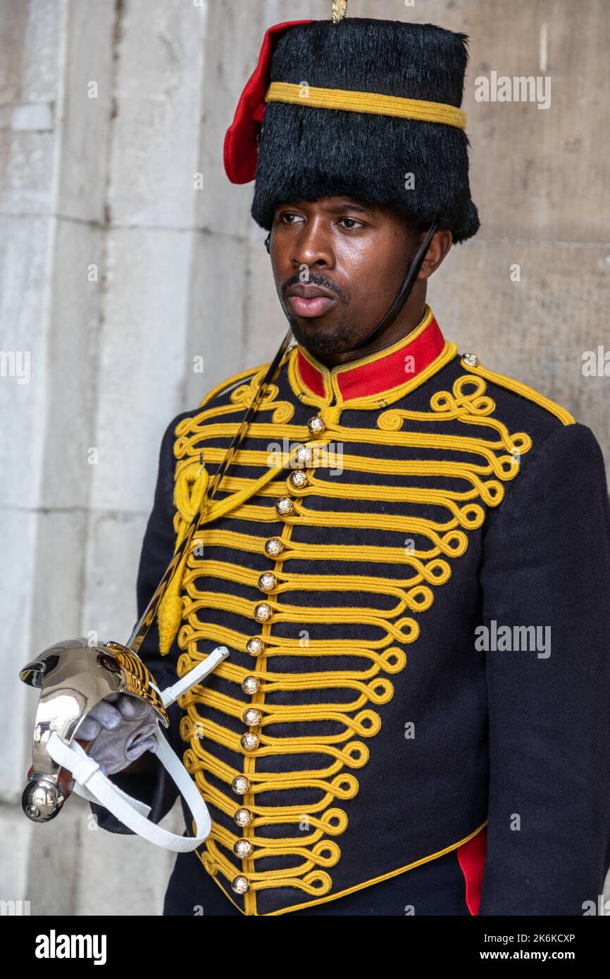 Soldats de la troupe des rois Royal Horse Artillery Londres Royaume-Uni Banque D'Images