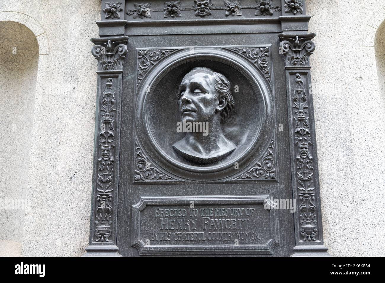 Le monument Henry Fawcett dans le Victorian Embankment Gardens Londres Royaume-Uni Banque D'Images
