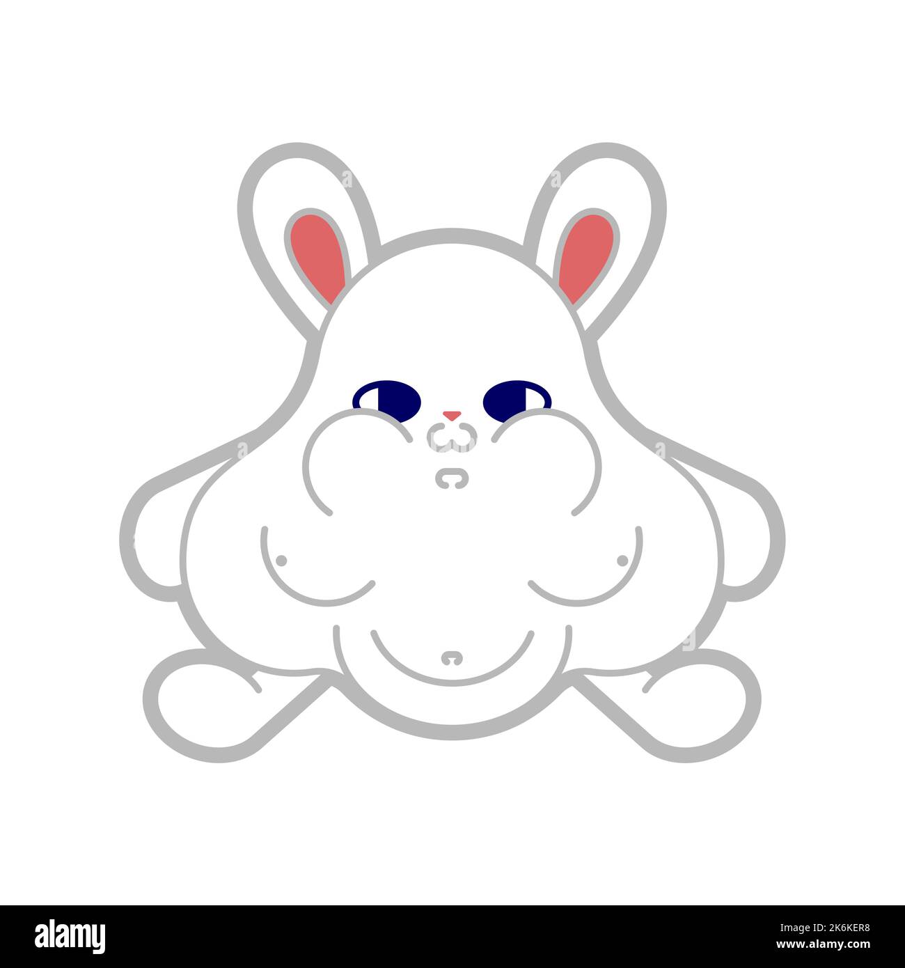Gros dessin de lapin. lièvre charnel isolé. Illustration vectorielle Illustration de Vecteur