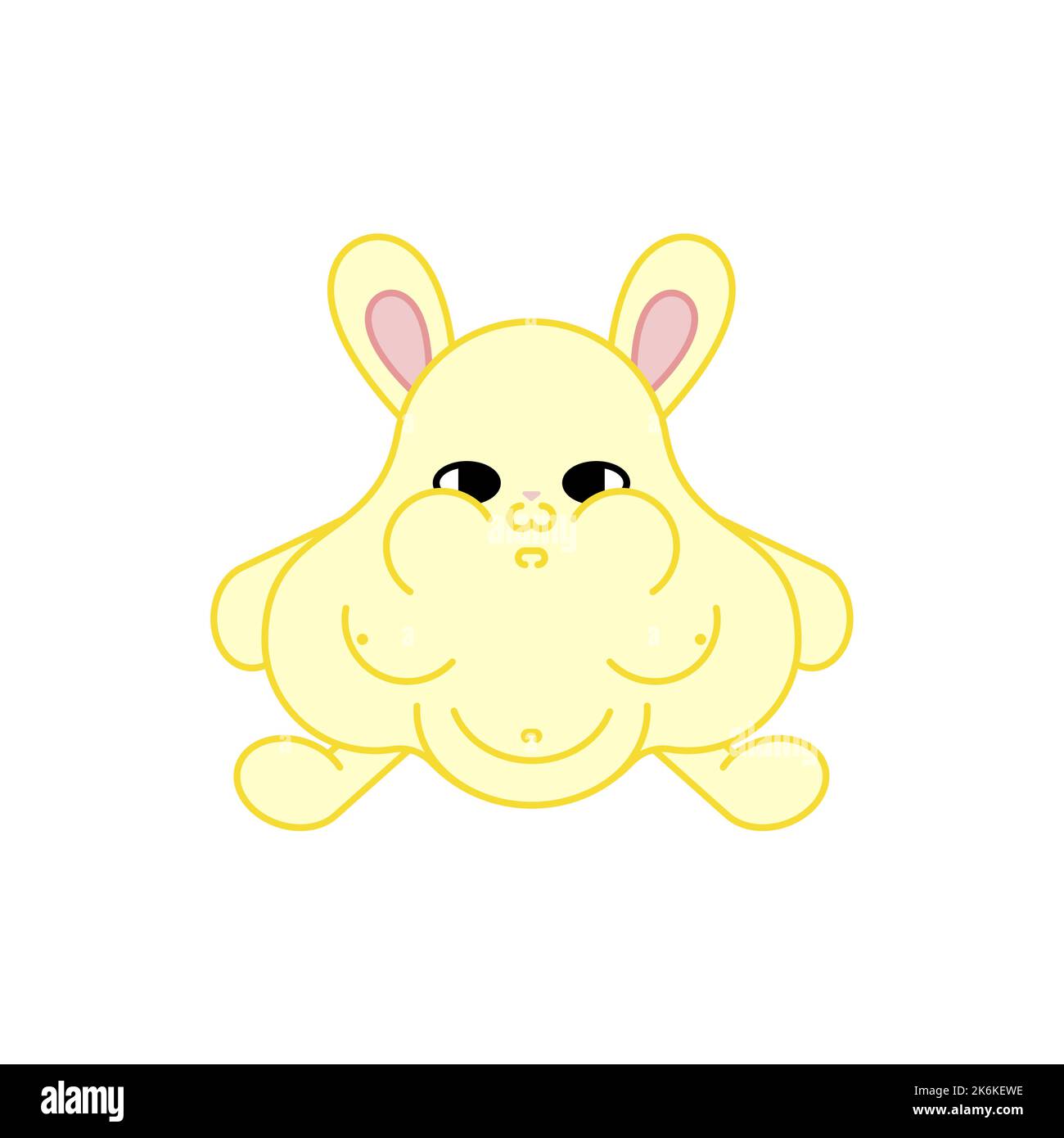 Gros dessin de lapin. lièvre charnel isolé. Illustration vectorielle Illustration de Vecteur