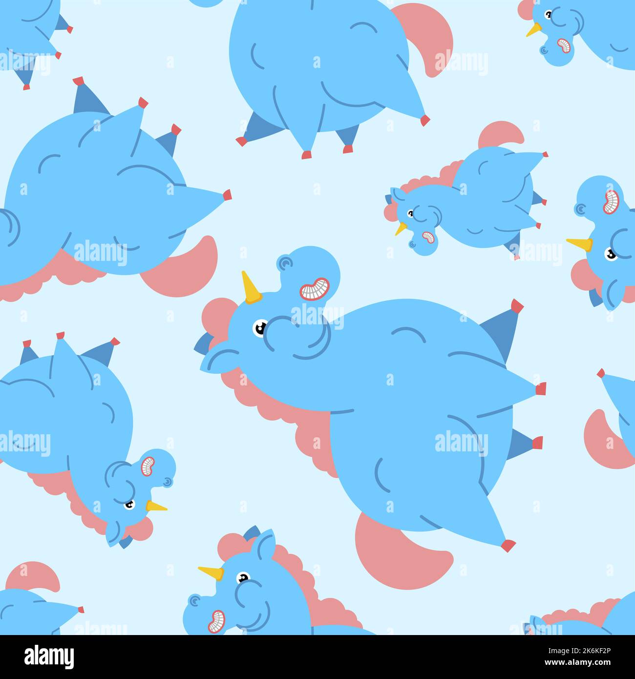 FAT Unicorn Pattern sans couture. Animal mythique charnel arrière-plan. Décoration en tissu pour bébé Illustration de Vecteur