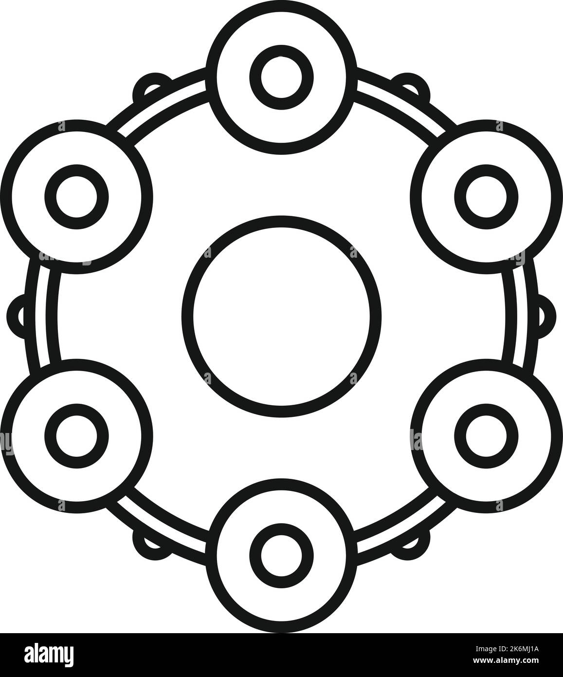 Vecteur de contour d'icône de tambourine d'art. Tambour Samba. Pièce musicale Illustration de Vecteur