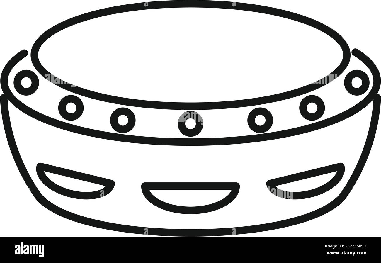 Vecteur de contour d'icône de tambourine musicale. Musique samba. Cuir d'art Illustration de Vecteur