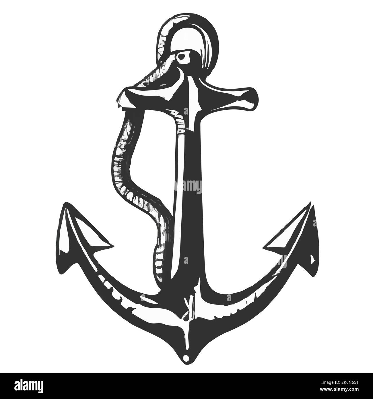 Ancre de mer vintage avec une corde isolée sur fond blanc, illustration vectorielle Illustration de Vecteur