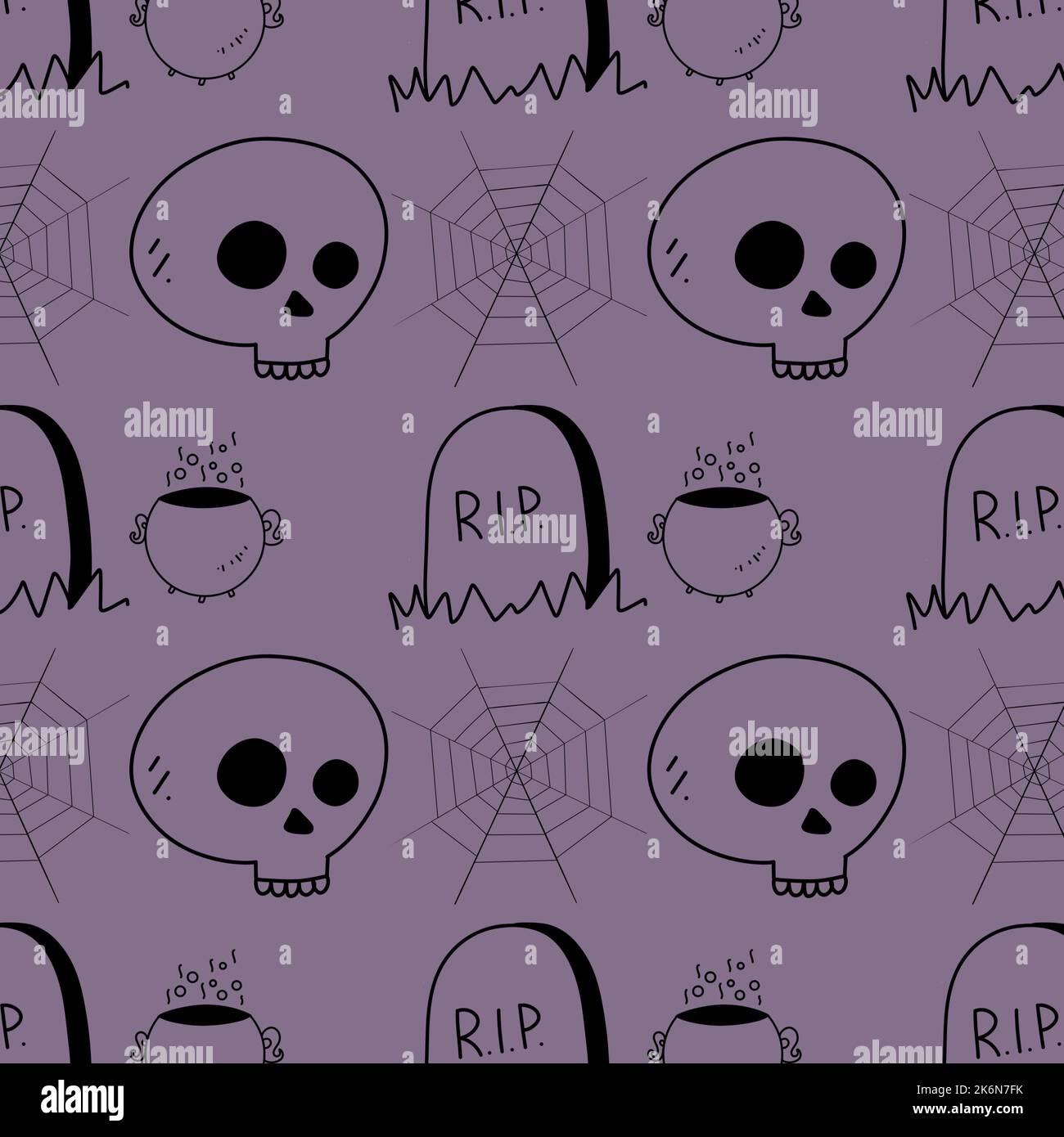 halloween illustrations simples dessinées à la main, fond blanc Banque D'Images