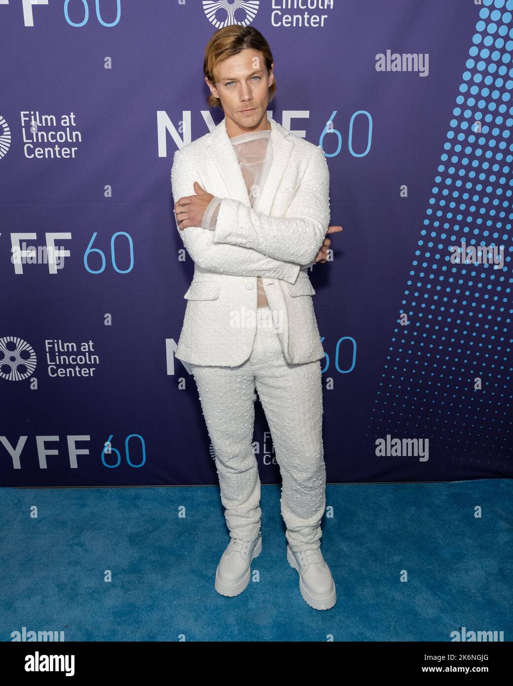 New York, États-Unis. 14th octobre 2022. McCaul Lombardi arrive sur le tapis rouge pour la première mondiale de « l'inspection » au Festival du film de New York à la salle Alice Tully à New York, NY, vendredi, 14 octobre 2022. Photo de Gabriele Holtermann/UPI crédit: UPI/Alay Live News Banque D'Images