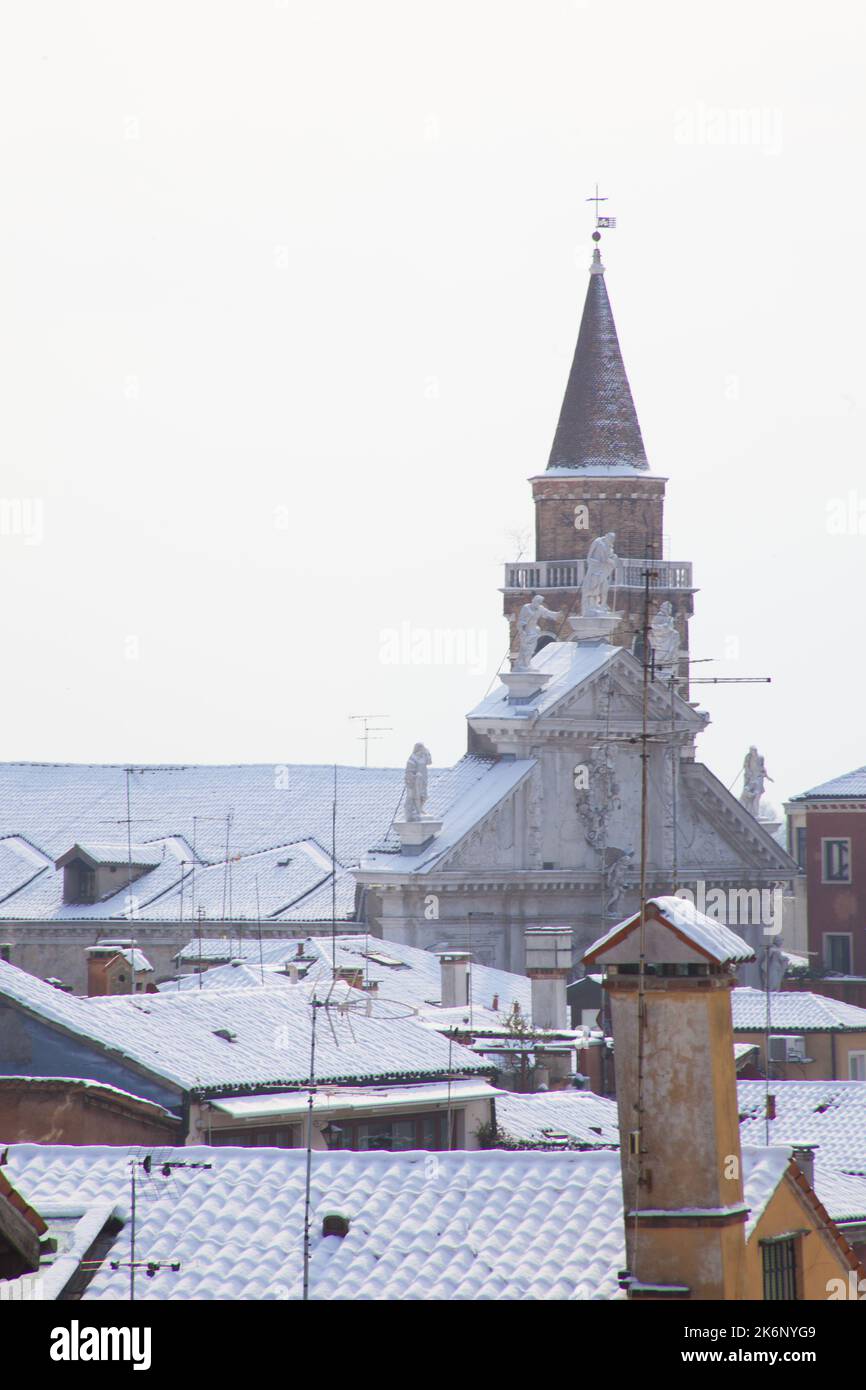 Venise avec neige en hiver Banque D'Images