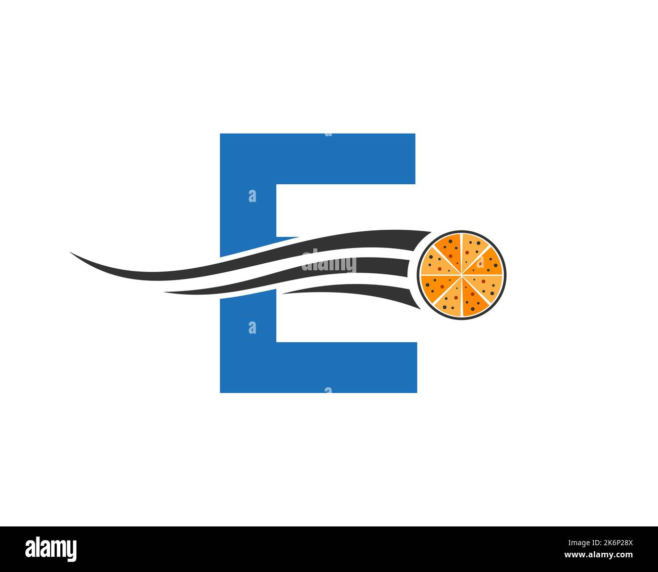 Lettre initiale E Cafe Restaurant logo avec Pizza concept Vector Template Illustration de Vecteur