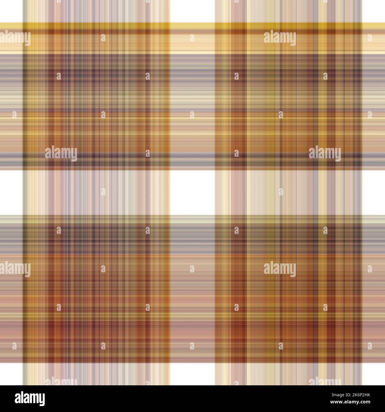Tissu écossais blanc forêt à motif sans couture. Motif écossais de forêt automnale ton sur ton avec texture organique. Arrière-plan de bande orange pour papier peint rugueux. Banque D'Images
