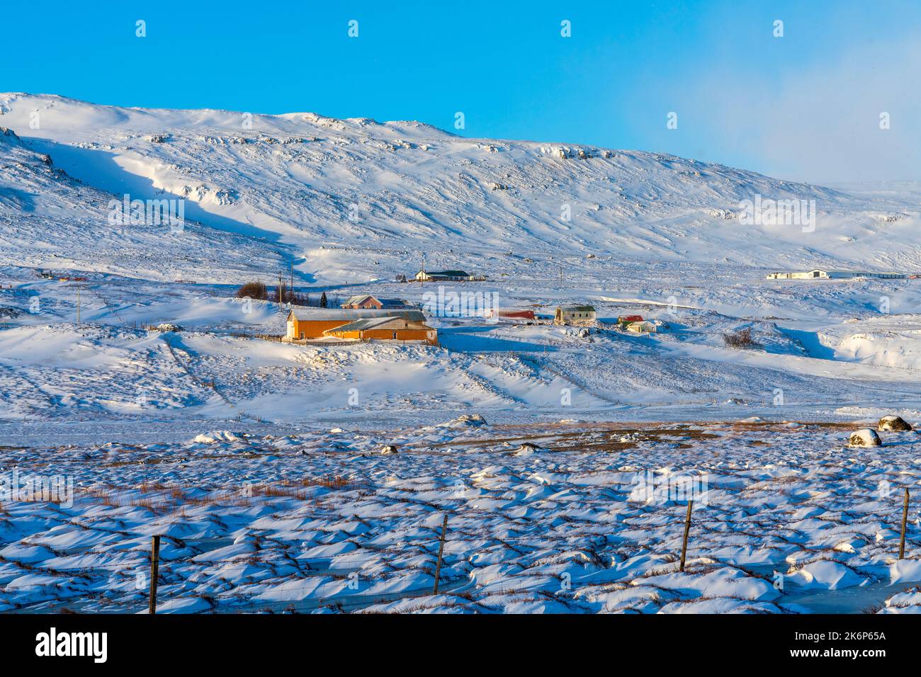 Voyage d'hiver en Islande, périphérique près d'Egilsstadir, région de l'est. Islande, Europe. Banque D'Images