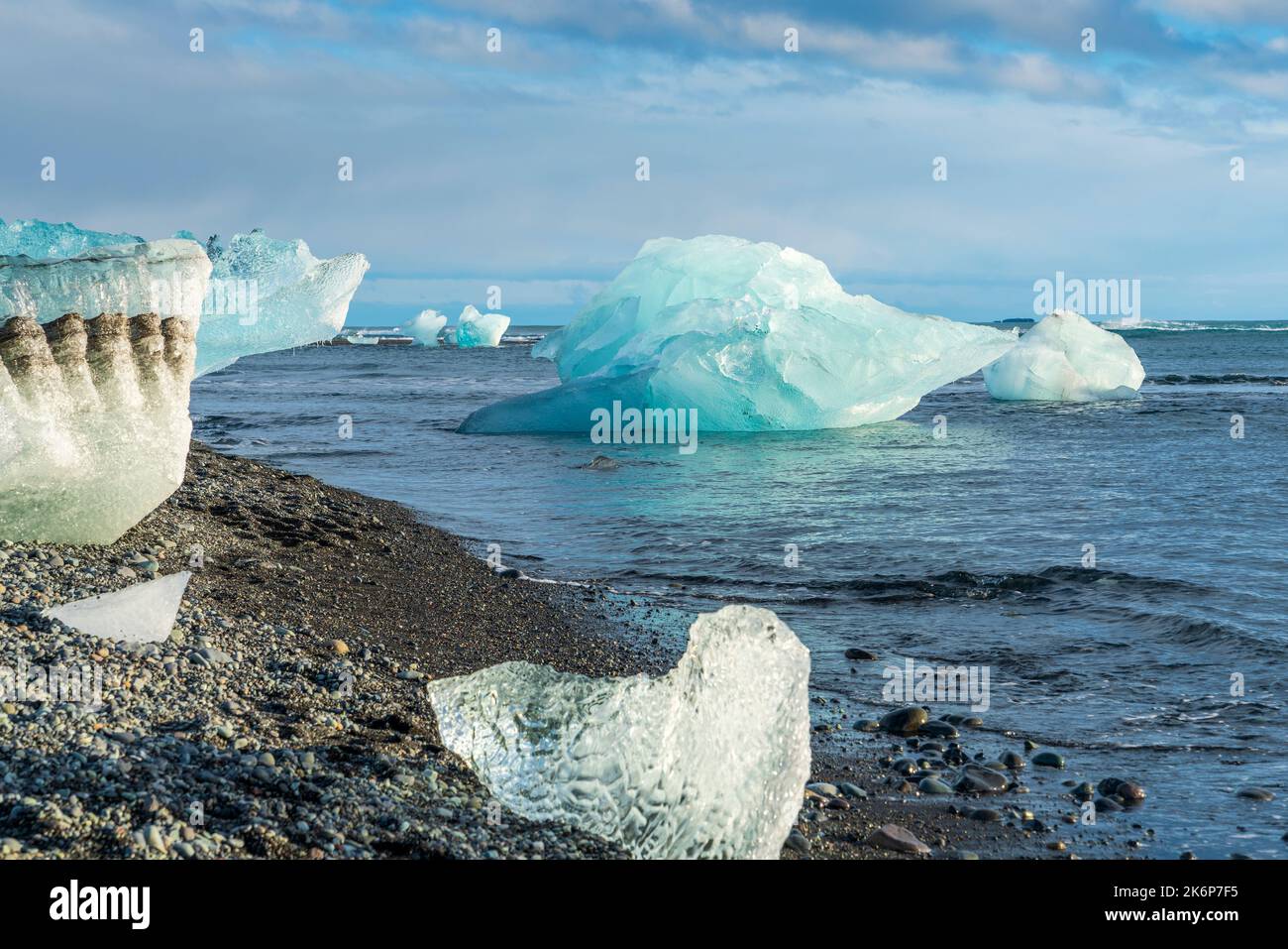 Diamond Beach, région de l'est, Islande, Europe. Banque D'Images