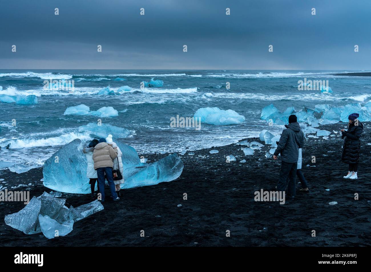 Diamond Beach, région de l'est, Islande, Europe. Banque D'Images