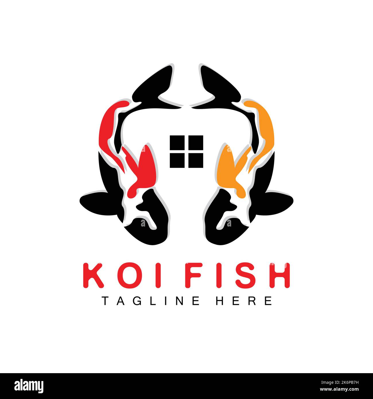 Logo koï Fish, Chinois Lucky et Triumph Ornamental Fish Vector, marque de l'entreprise Gold Fish Icon Illustration de Vecteur