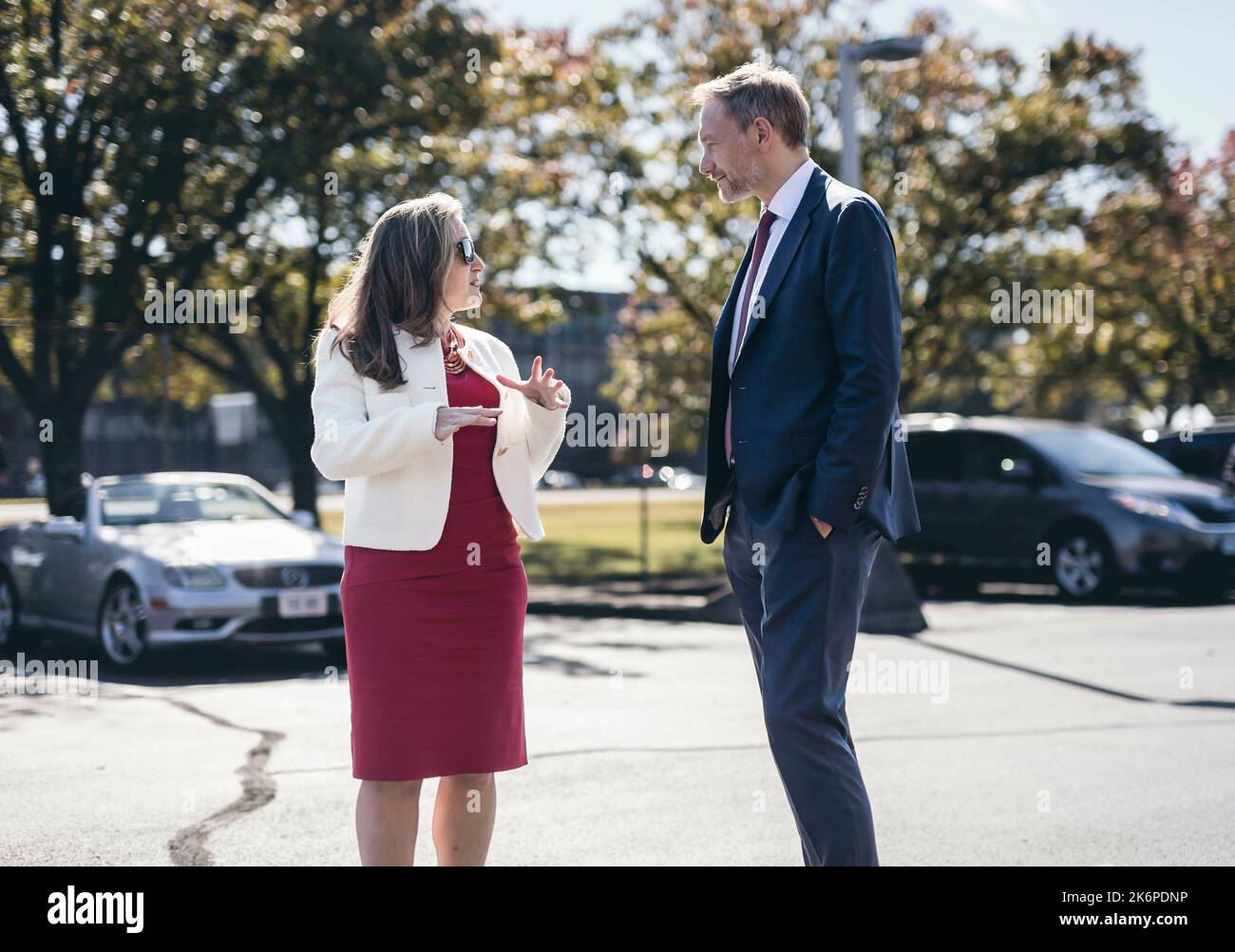 Washington, Vereinigte Staaten. 14th octobre 2022. Le ministre fédéral des Finances, Christian Lindner (FDP), rencontre le ministre canadien des Finances, Chrystia Freeland. Washington, 10/14/2022. Credit: dpa/Alay Live News Banque D'Images