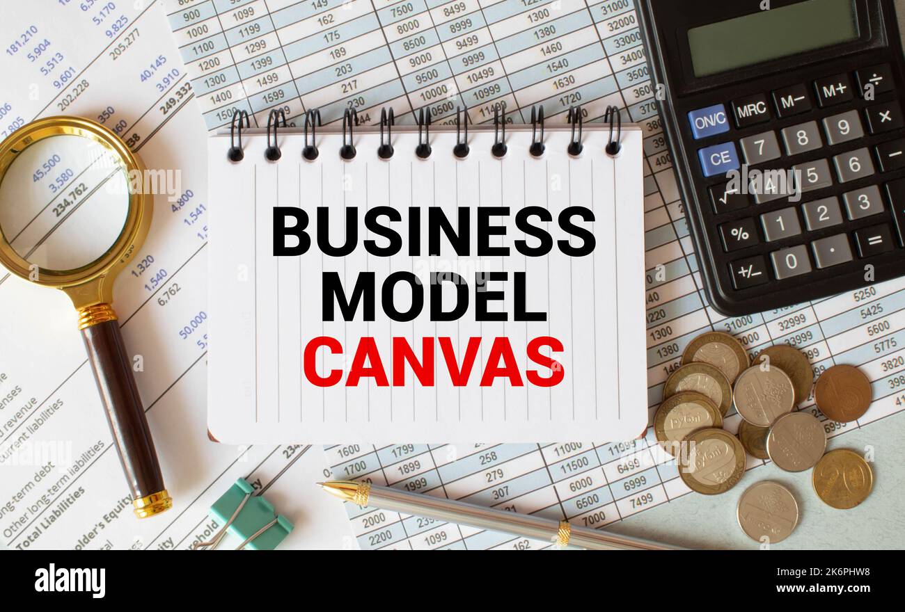 Business Model Canvas concepts avec texte sur Light box.process et Development.vision au succès. Banque D'Images