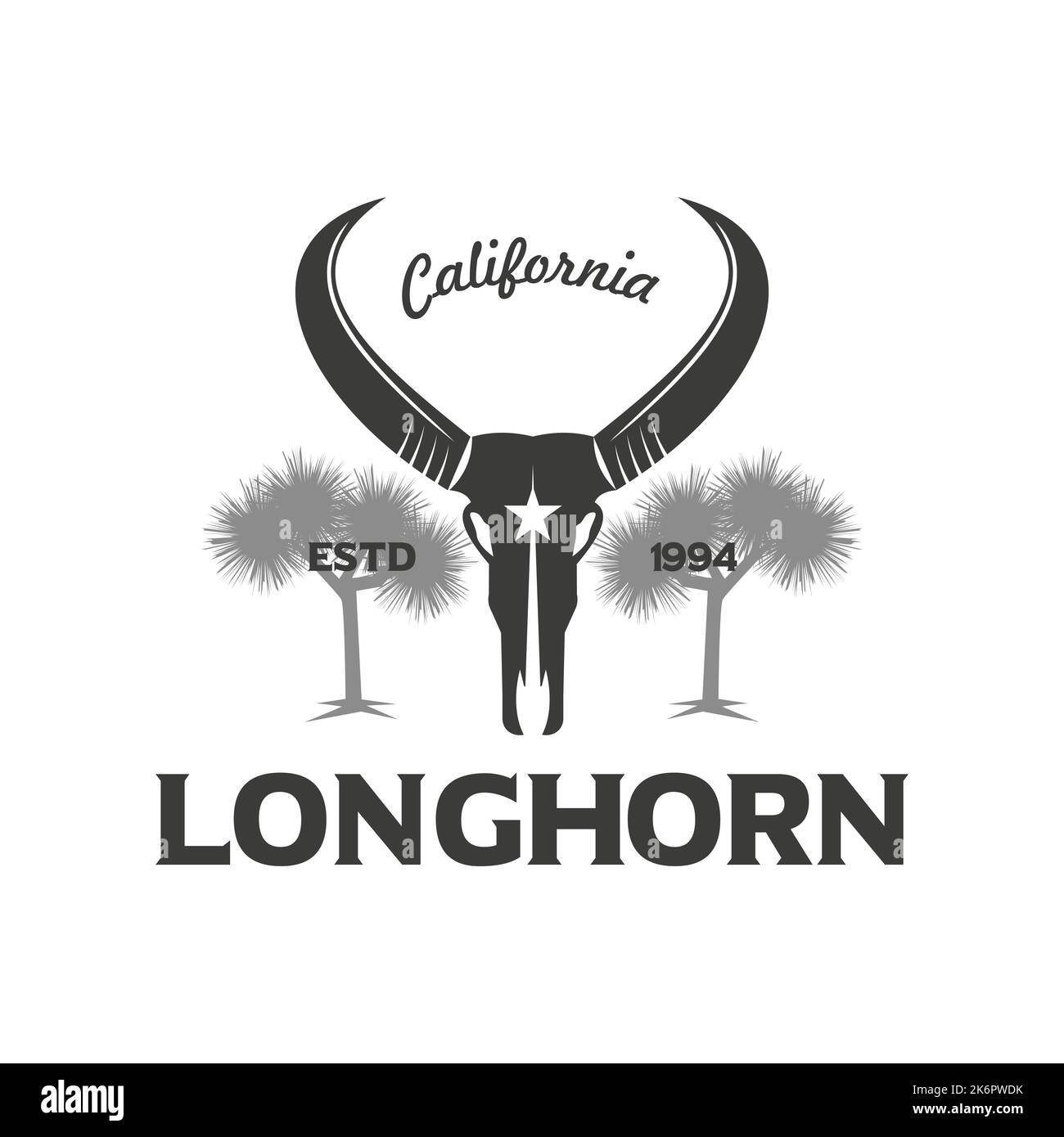 Vintage Retro Texas Longhorn Cow , Western Country Cow Farm Label Design. Symbole de vecteur de conception froide Illustration de Vecteur