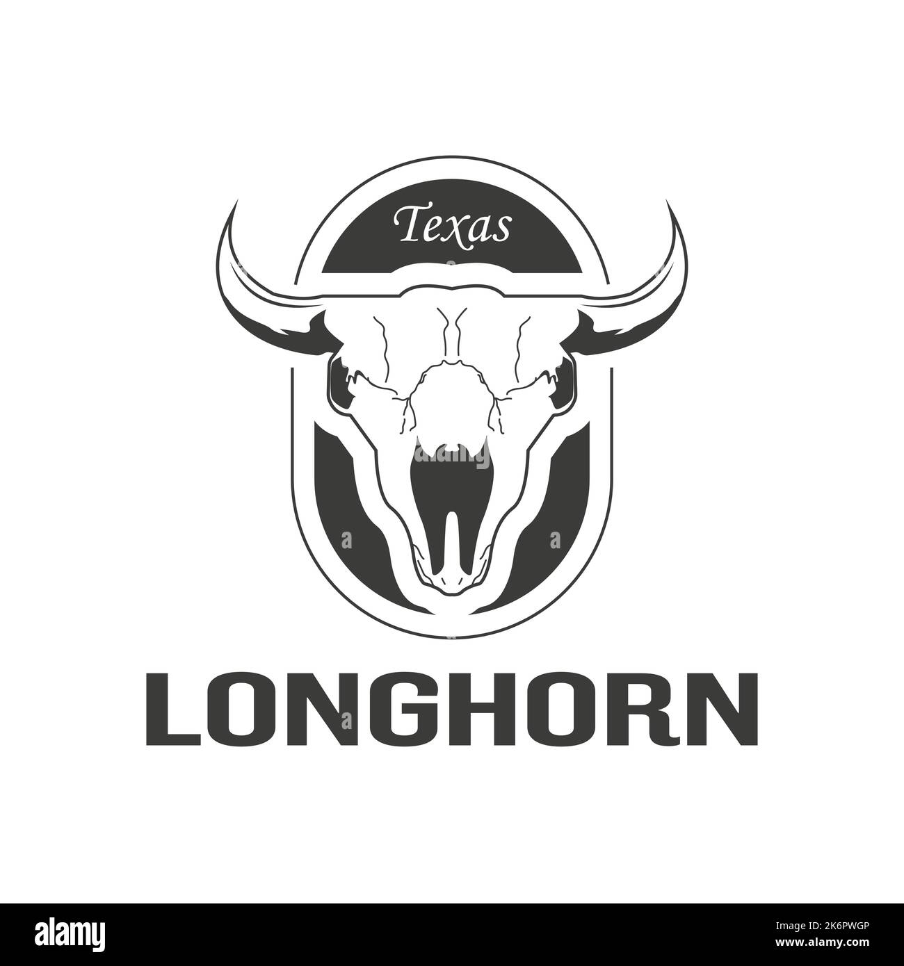 Retro Texas Longhorn Cow , Western Country Cow Farm Label Design. Symbole de vecteur de conception froide Illustration de Vecteur