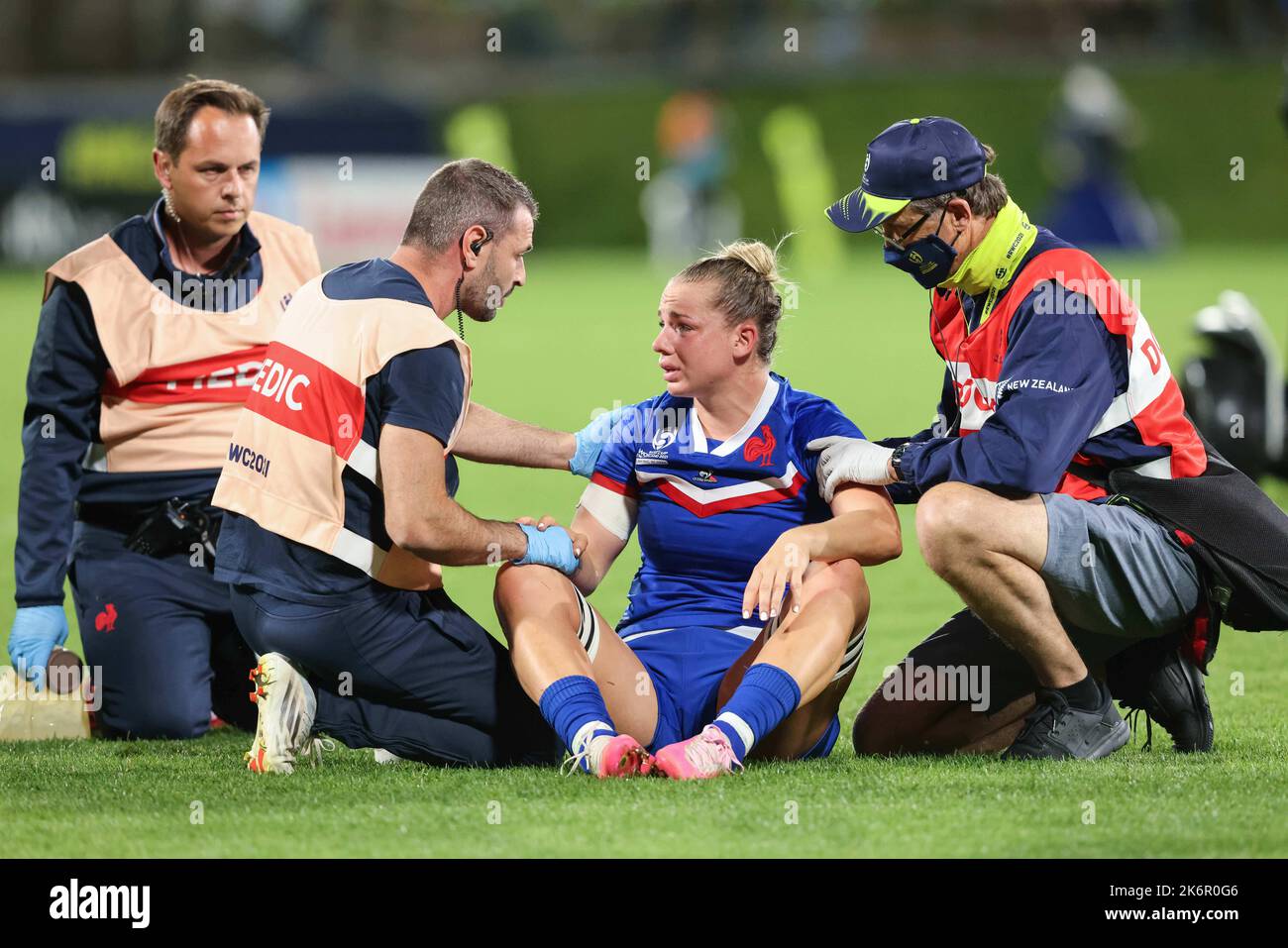 Manager of France est blessé lors du match de rugby féminin coupe du monde France contre Angleterre femmes au Northland Events Center, Whangarei, Nouvelle-Zélande, 15th octobre 2022 (photo de Natalie Bell/News Images) Banque D'Images