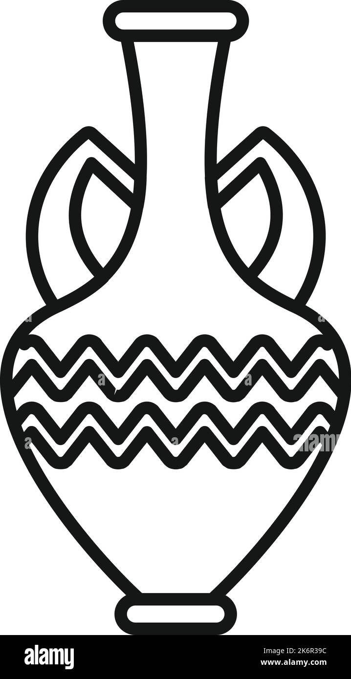 Vecteur de contour d'icône d'amphora antique. Pot pour vase. Ancien navire Illustration de Vecteur