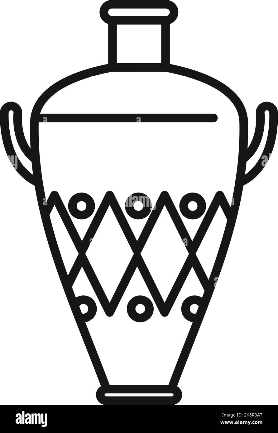 Vecteur de contour d'icône de vase Amphora. Poterie ancienne. Verre à eau Illustration de Vecteur