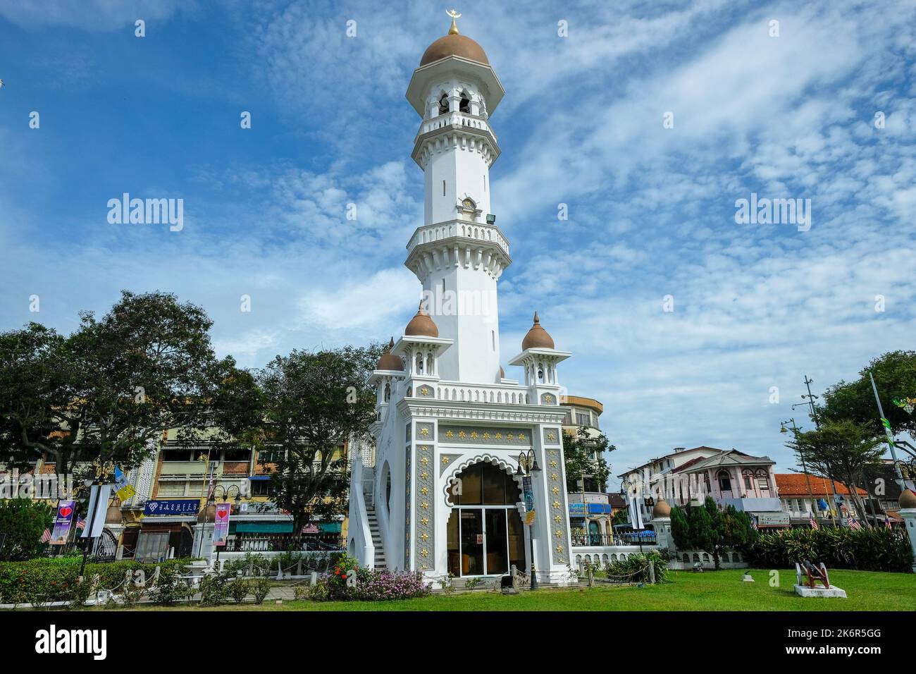 George Town, Malaisie - octobre 2022 : vues sur la mosquée Keling de Kapitan à George Town sur 12 octobre 2022 à Penang, Malaisie. Banque D'Images