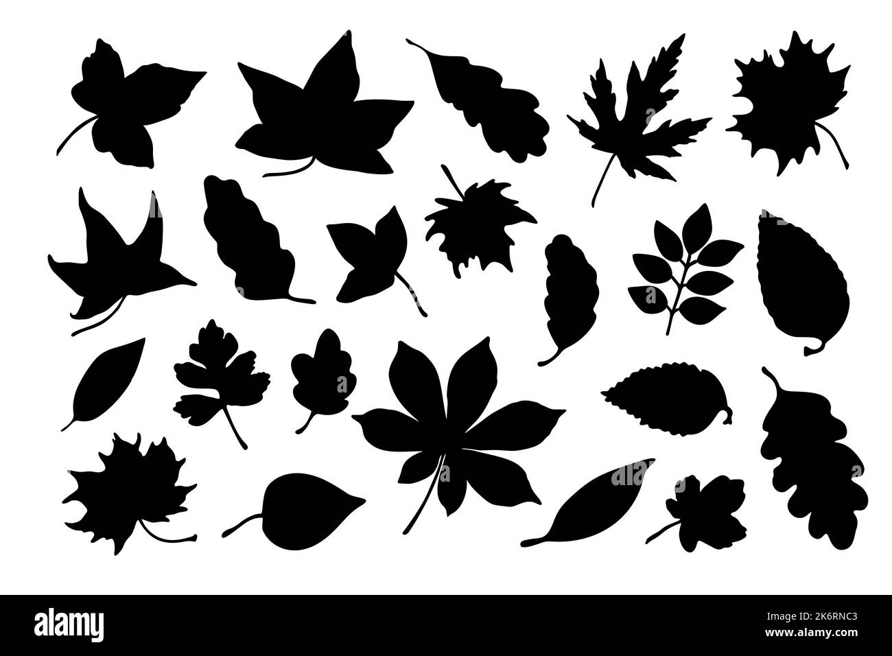 Ensemble de feuilles d'automne, décoration de fête des caniches dessinées à la main pour les fêtes de saison, de Thanksgiving, de Halloween, de fête d'ambiance et de réunions de famille, silhouette simple, concept minimaliste Illustration de Vecteur