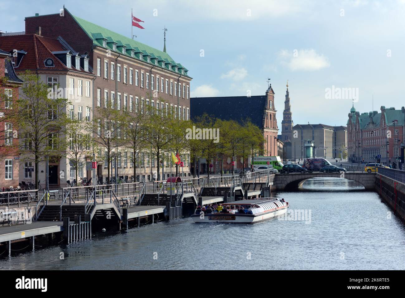 Excursion en bateau dans le canal Slotsholmen, Copenhague, Danemark Banque D'Images