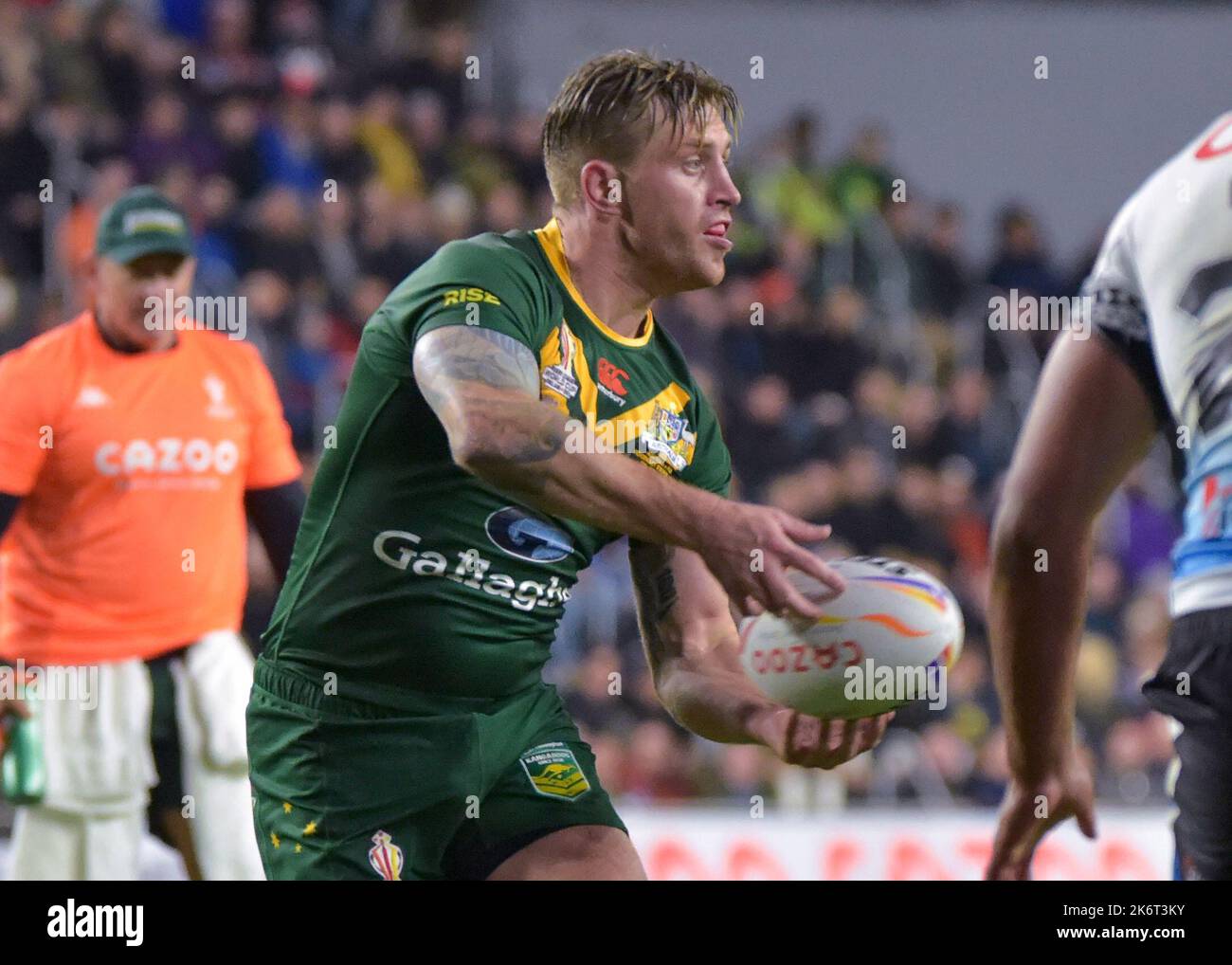 Australie et Fidji : coupe du monde de la Ligue de rugby Headingley, Leeds, West Yorkshire lors du match de groupe B de la coupe du monde de rugby 2021 entre l'Australie et les Fidji au stade Headingley, Leeds on 15 octobre 2022 . (Photo de Craig Cresswell/Alamy Live News) Banque D'Images