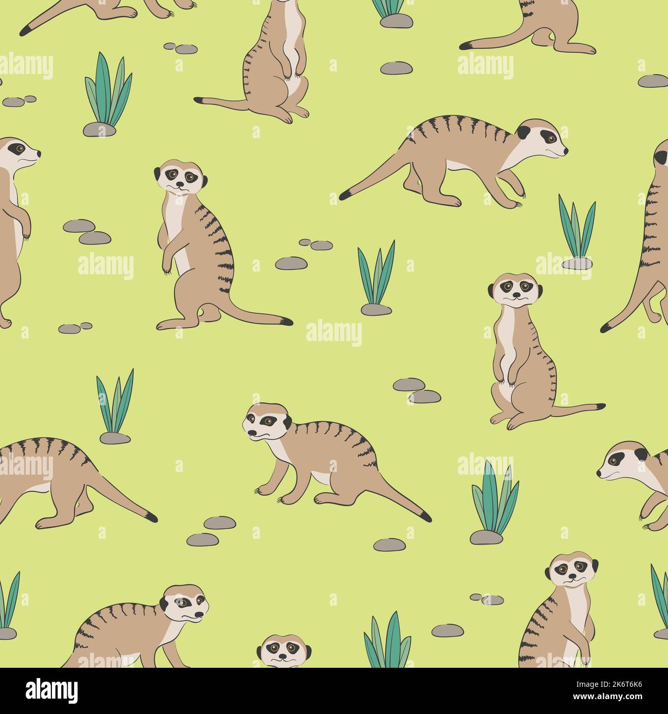 Joli motif Meerkats sans couture. Arrière-plan du désert Illustration de Vecteur