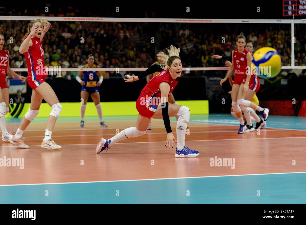 APELDOORN - Bianka Busa de Serbie en action contre le Brésil lors du match final de la coupe du monde de volley-ball à Omnisport Apeldoorn. ANP SANDER KING Banque D'Images