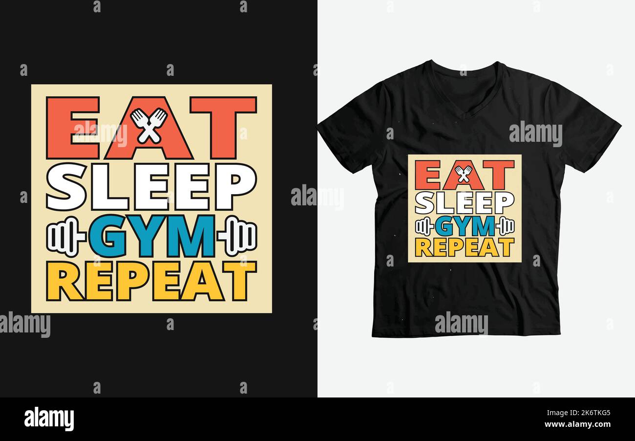 eat sleep gym répéter personnalisé t-shirt motif vectoriel Illustration de Vecteur