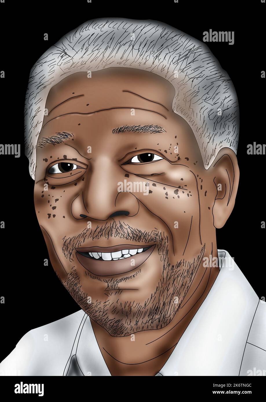 Morgan Freeman Portrait peint Banque D'Images