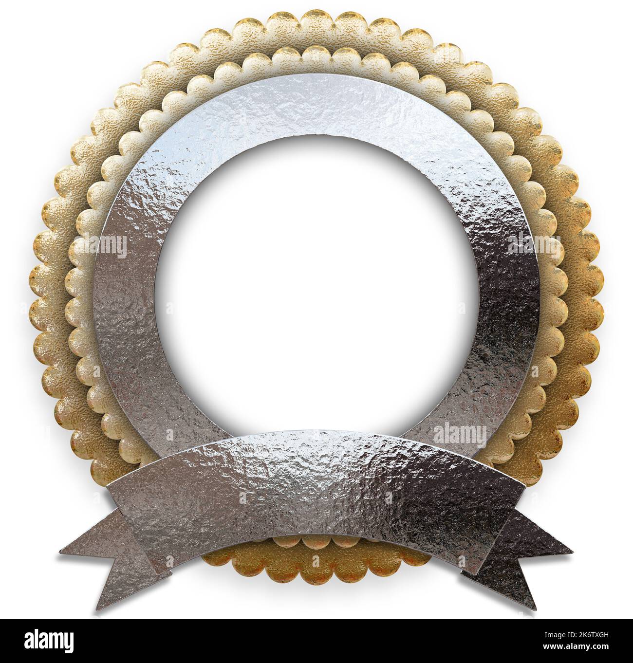 3d illustration golden et silver award seal isolé sur fond transparent Banque D'Images