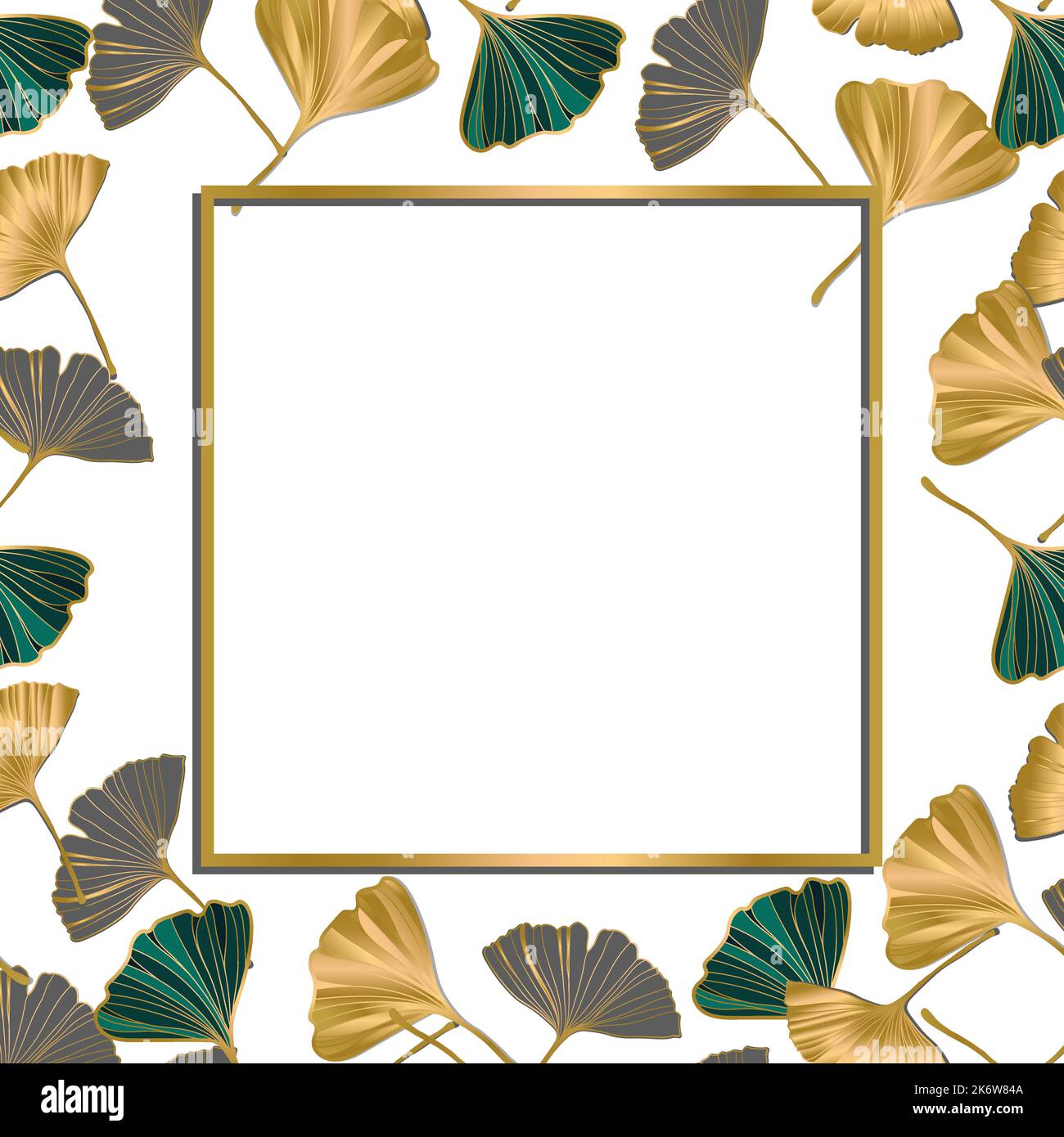 Bannière vectorielle de la feuille de ginkgo biloba. Feuilles de Ginkgo Biloba. Copier l'espace Illustration de Vecteur