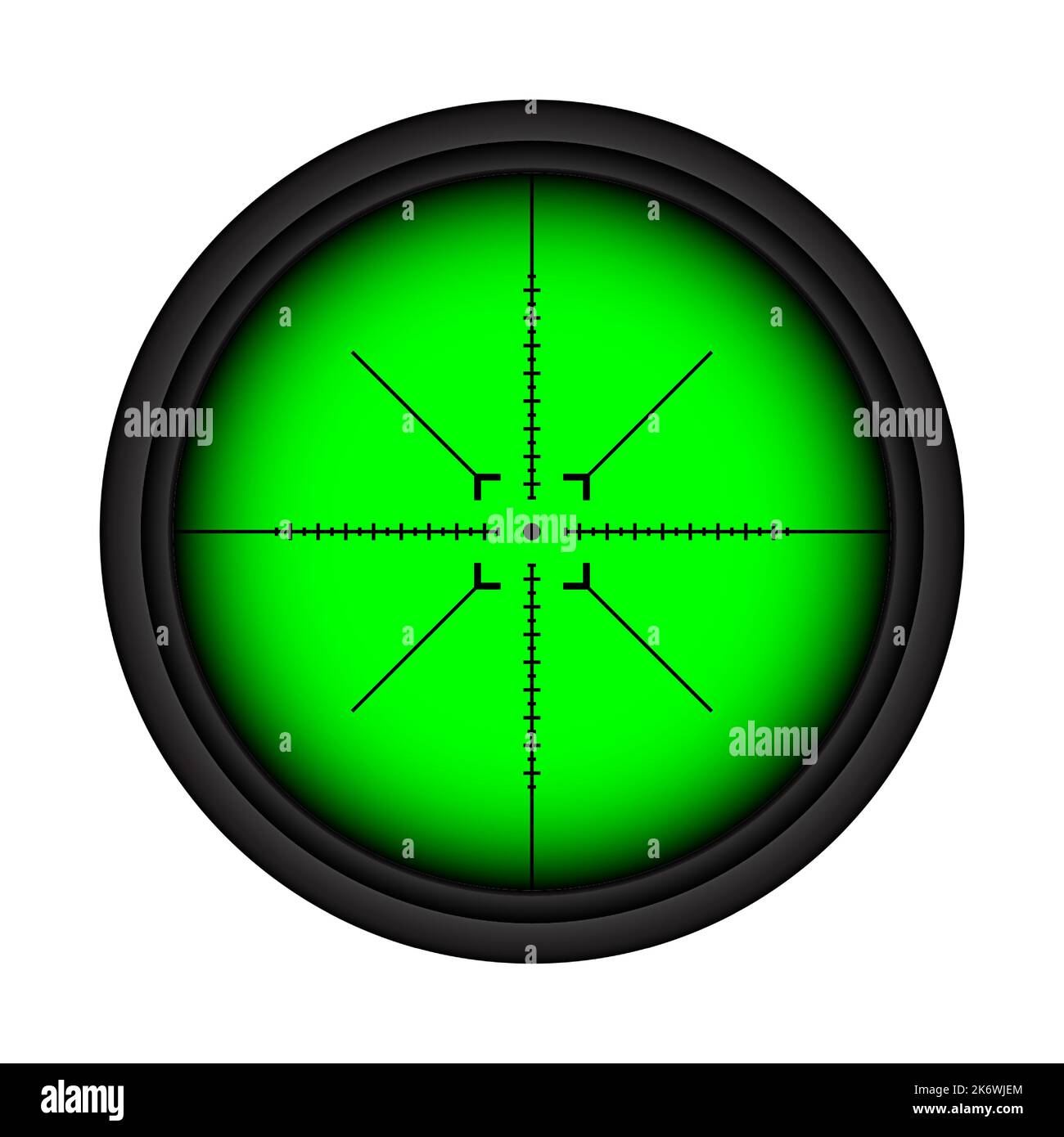 Arme de vue de nuit, fusil de sniper optique oscilloscope. Viseur du canon de chasse avec réticule. Visée, symbole de marque de tir. Affiche de cible militaire, silhouette Illustration de Vecteur