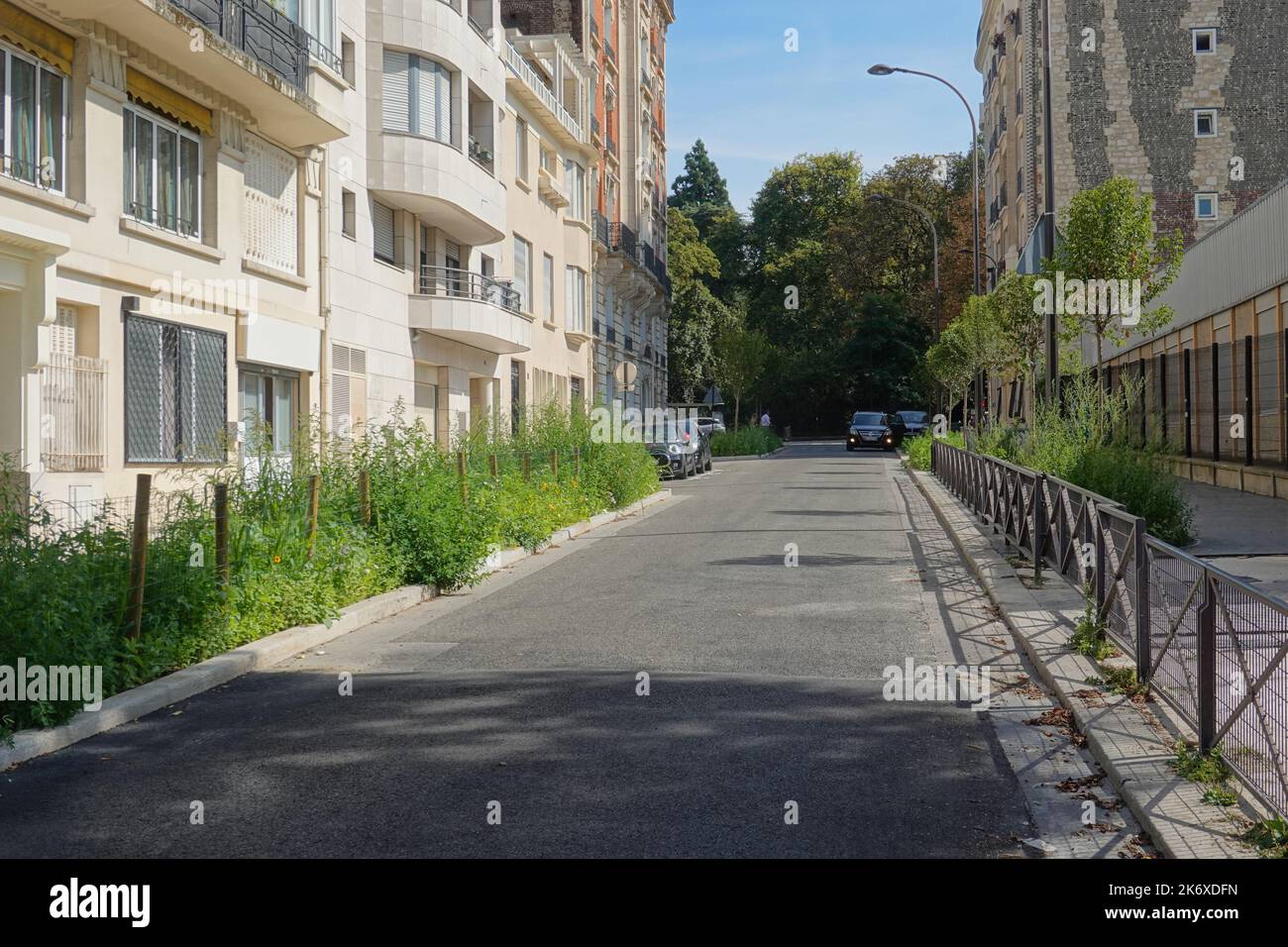 Paris, rue Edouard Pailleron, Begrünung // Paris, rue Edouard Pailleron, verdure Banque D'Images