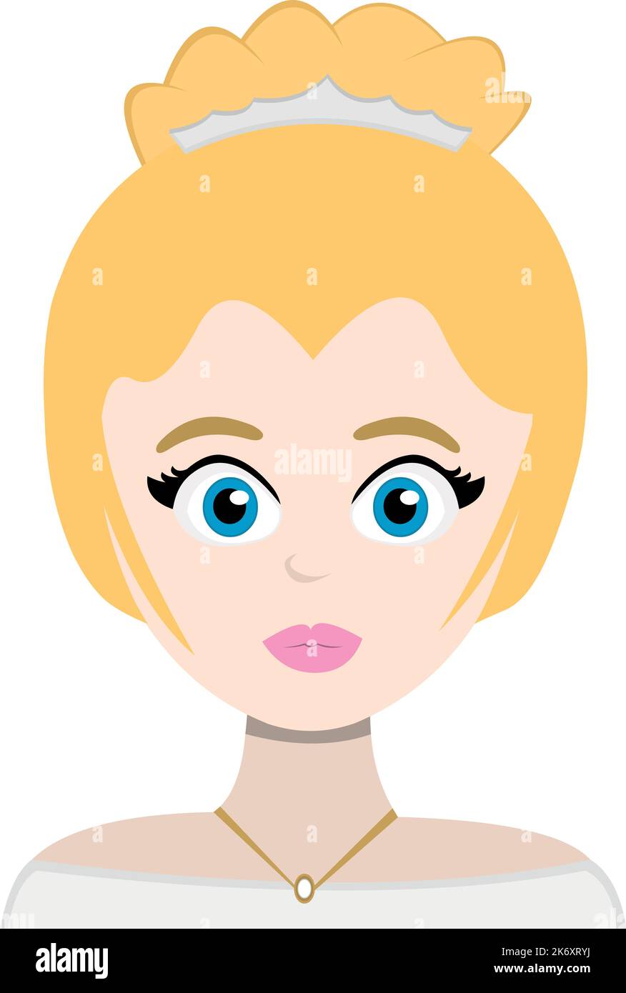Illustration vectorielle d'une princesse/mariée de dessin animé, avec des cheveux blonds et des yeux bleus Illustration de Vecteur