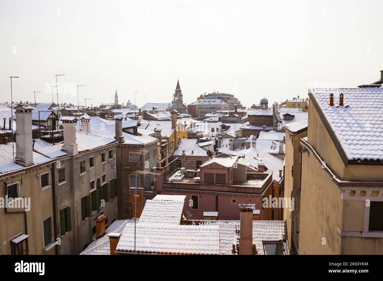 Venise avec neige en hiver Banque D'Images