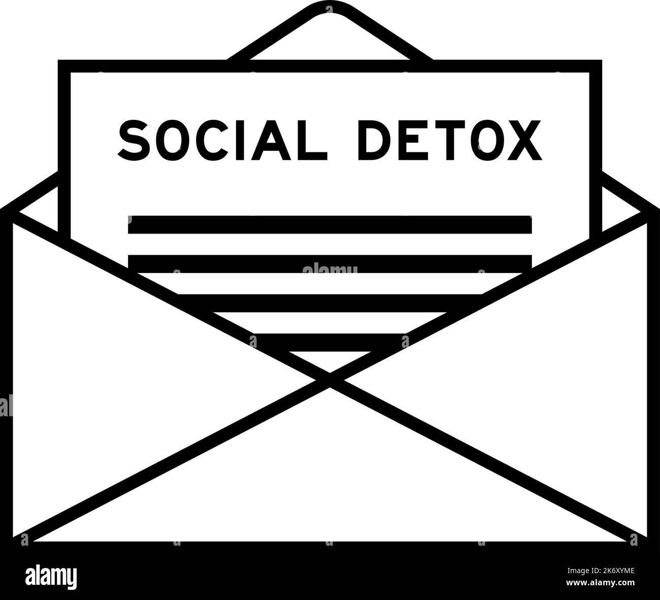 Enveloppe et lettre signe avec le mot social Detox comme le titre Illustration de Vecteur